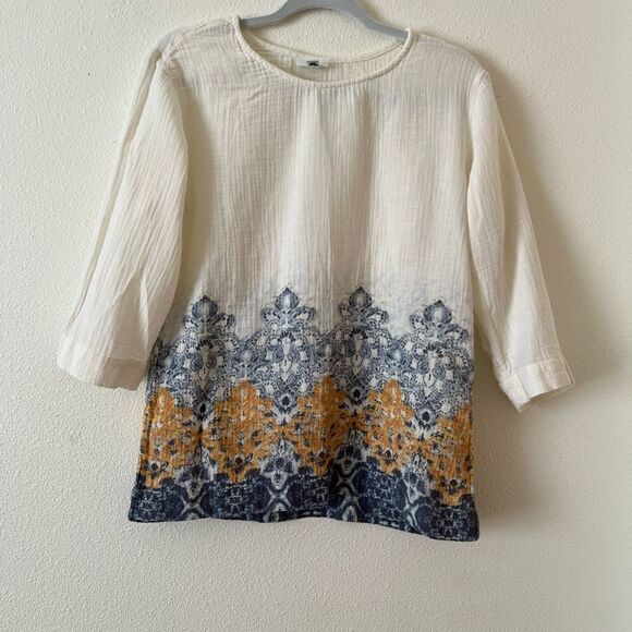 Jill Pure Jill Women's Size Medium Textured Multicolor Print 3/4 Sleeve Top XS - Picture 1 of 4